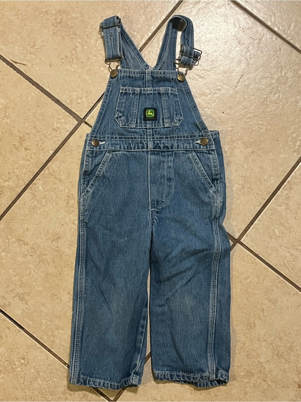 John Deere Kids' Blue Denim Overalls 3T